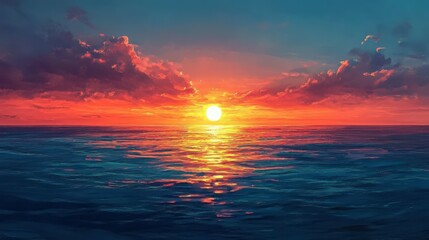 Obraz premium Sunset on a calm sea