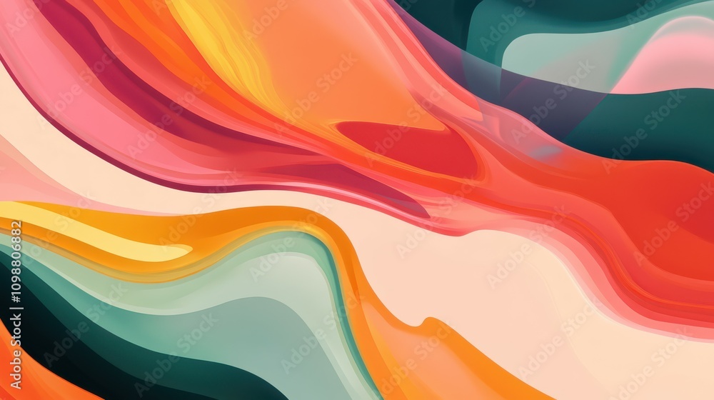 Poster vibrant abstract wallpaper with fluid shapes and bold color transitions. dynamic composition feature