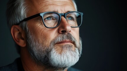 Fototapeta premium Thoughtful Older Man Embracing Life and Experience