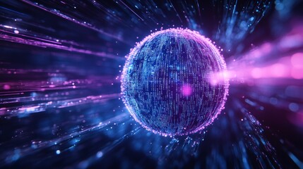 Obraz premium Digital Sphere of Binary Code - Futuristic Technology Art