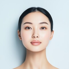 Fototapeta premium Model with clean skin, bright minimalist setting