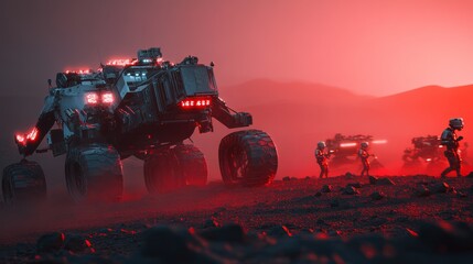 Fototapeta premium Mars Rover Exploration: Futuristic Mission