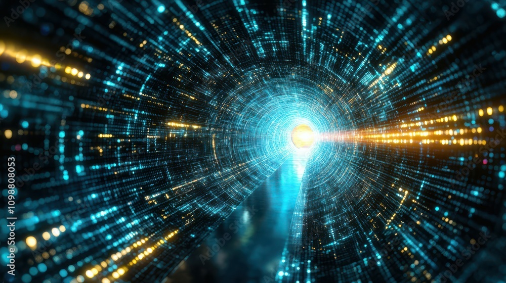 Aufkleber visualizing the opening of the data warp portal, revealing the dimensions of trending data