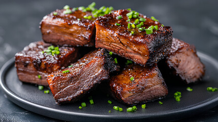 Succulent Brisket Burnt Ends on a Plate