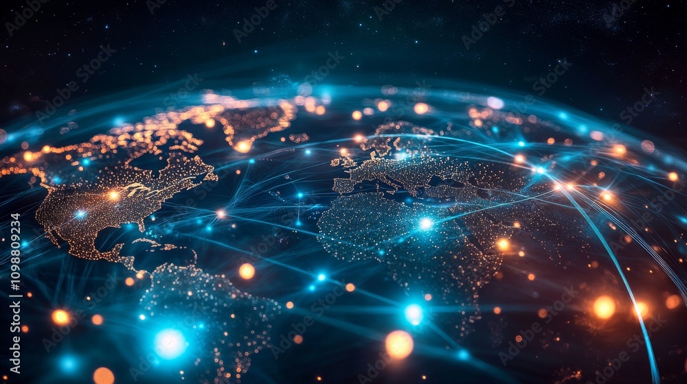 Poster global network of connections - a stunning visual representation of the world's interconnectedness