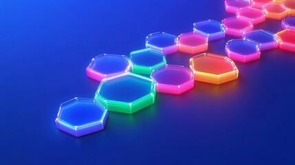 Obraz premium 3D Render of Glowing Hexagonal Network for Financial Patterns