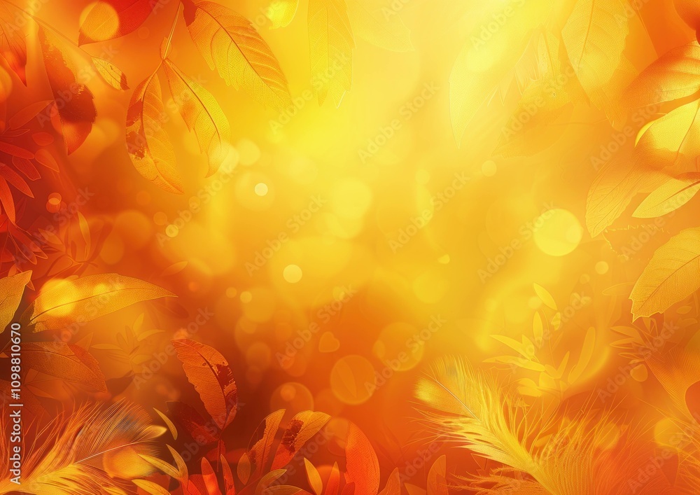 Poster abstract autumn background with warm orange tones and soft bokeh lights creating a cozy atmosphere f