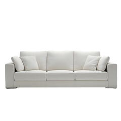 Fototapeta premium Modern White Leather Sofa Comfortable Living Room Furniture Home Decor