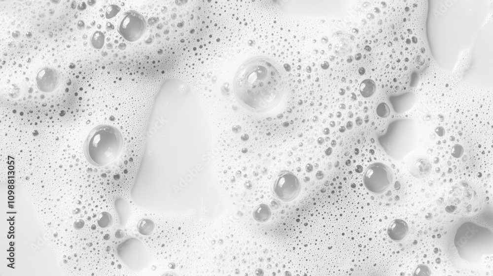 Poster soap foam with bubbles background and texture top view