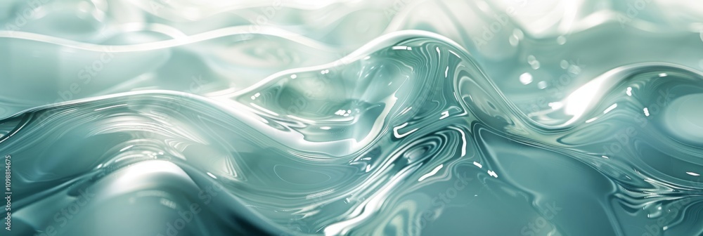 Poster abstract, fluid-like surface with smooth curves and reflections. concept of fluidity and elegance. f