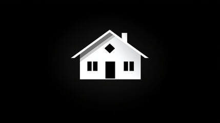 Symbol domu zaprojektowany w minimalistycznym stylu, z geometrycznymi konturami i subtelnymi detalami, doskonale pasujący do nowoczesnych marek związanych z nieruchomościami.