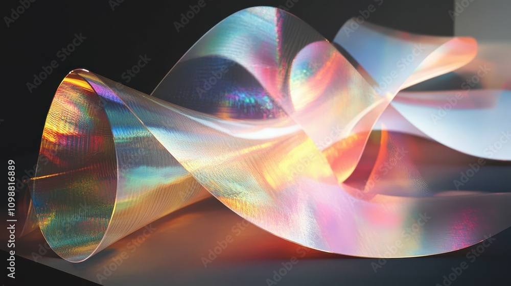 Poster try creating holographic moirã© patterns by layering translucent shapes.