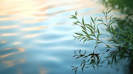 Fototapeta premium Travel adventure captivating landscape of blossoming flowers reflecting in serene water nature's beauty close-up view