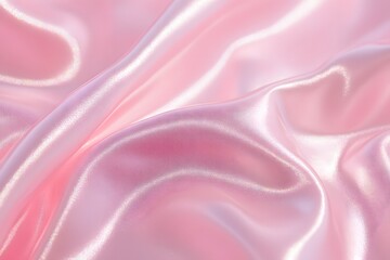 Obraz premium A close-up of soft, shiny pink satin fabric with gentle folds and reflections.