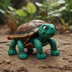 Obraz premium Turtle’s journey through a fantastical clay world brings endless excitement and adventure
