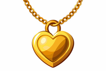 golden pendant in shape of heart on chain isolated vector illustration.svg, golden pendant in shape of heart on chain vector art illustration