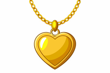 golden pendant in shape of heart on chain isolated vector illustration.svg, golden pendant in shape of heart on chain vector art illustration