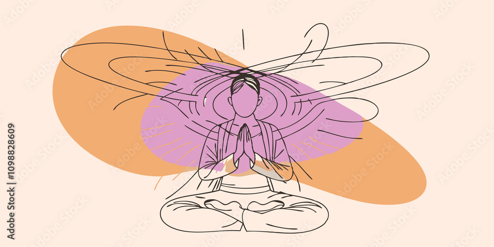 Poster Transformative Energy A person in meditation with a soft smile surrounded by swirling colorful light. The glow bursts from their heart and expands outward symbolizing a