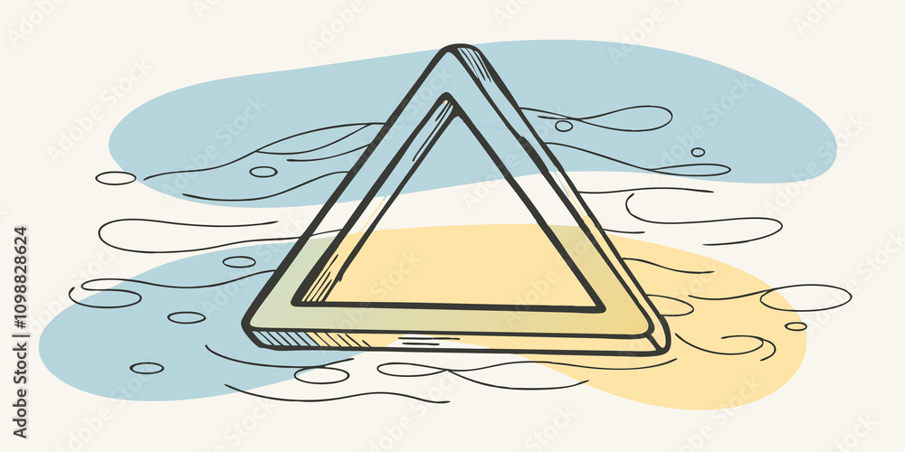 Poster Triangle of Transformation A triangular symbol shimmers in brilliant orange and red as it floats on the surface surrounded by tiny luminous bubbles. The water around it gently