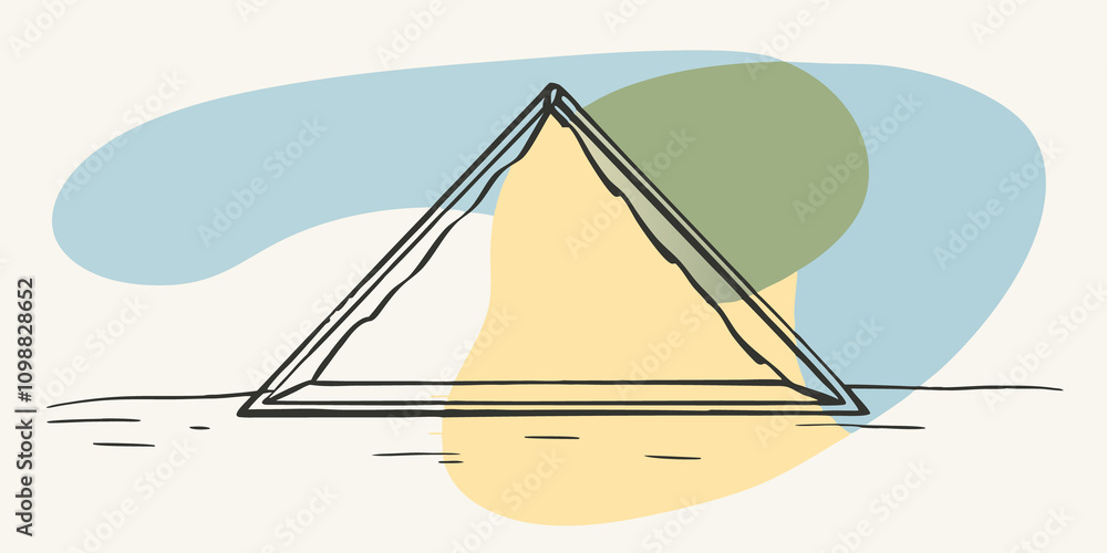 Poster Triangular Peaks A beam of light shines through a triangular opening projecting a bold triangle shape on the sandy surface representing stability and strength in nature.