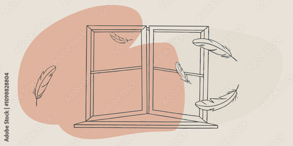Poster Whimsical Movement Imagine the feathers fluttering slightly as a gentle breeze blows through the open window creating a soft rustling sound that harmonizes with the tranquil