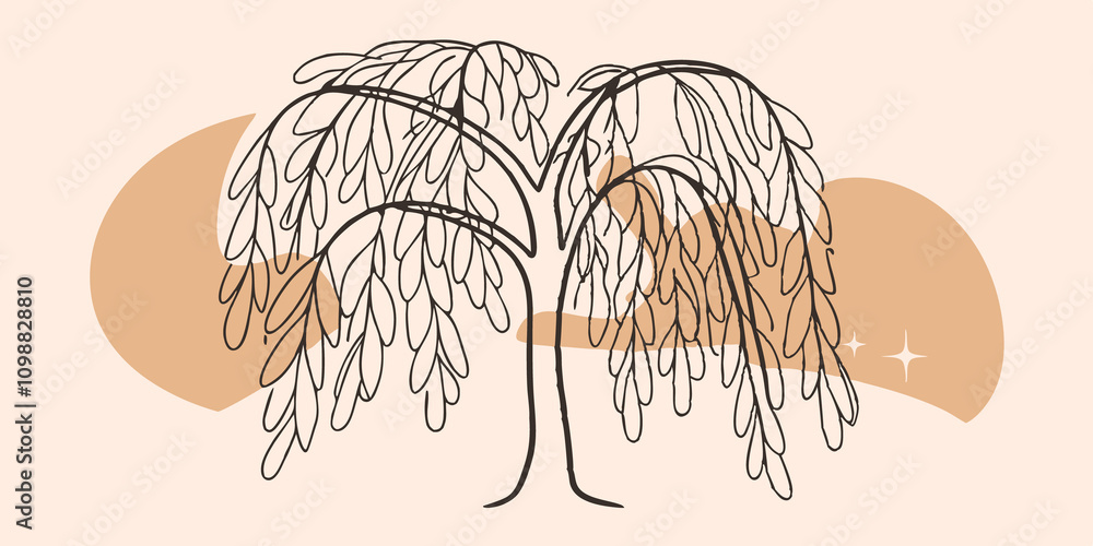 Leinwandbilder whimsical willow a graceful willow tree with long flowing branches sweeping downwards. the trunk is 
