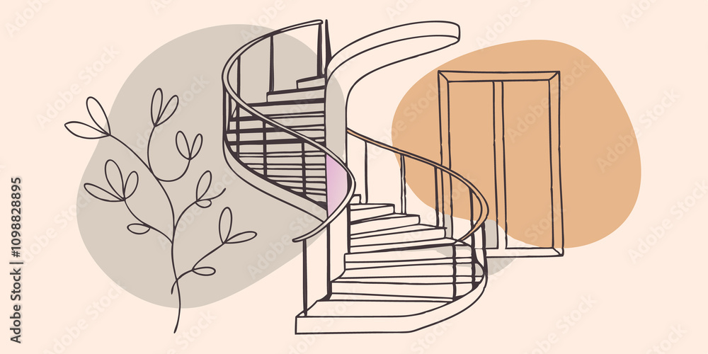 Aufkleber whispering winds the staircase spirals into a serene environment where gentle breezes carry whispers