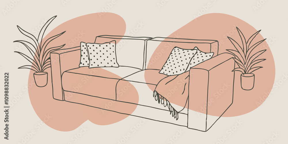 Poster a bright and cheerful sofa lounge features whimsical polkadot cushions paired with a soft pastelhued