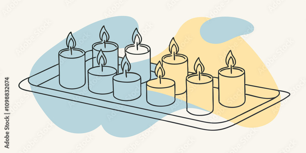 Poster a carefully arranged tray showcasing an array of fragrant candles their glowing light illuminating t