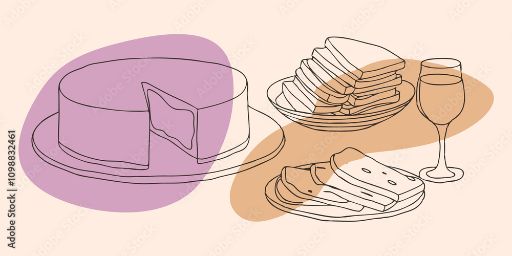 Poster a delightful tabletop spread where soft cheese lies next to crispy flatbreads with a backdrop of coz