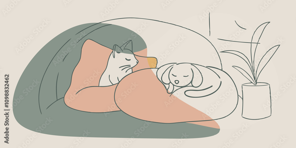 Poster a delightful scene where a gentle pets affection brings the cat to a trance nestled on its favorite 