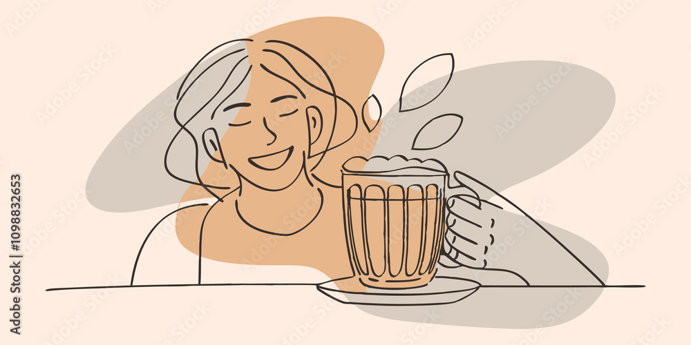 Poster a joyful figure enjoys a moment of solitude bathed in soft hues of twilight as they sip cider foam r