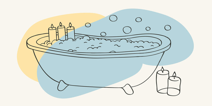 A luxurious bath tub overflowed with milky bubbles sits illuminated by the gentle glow of candlelight promising a restful escape from the days stress.