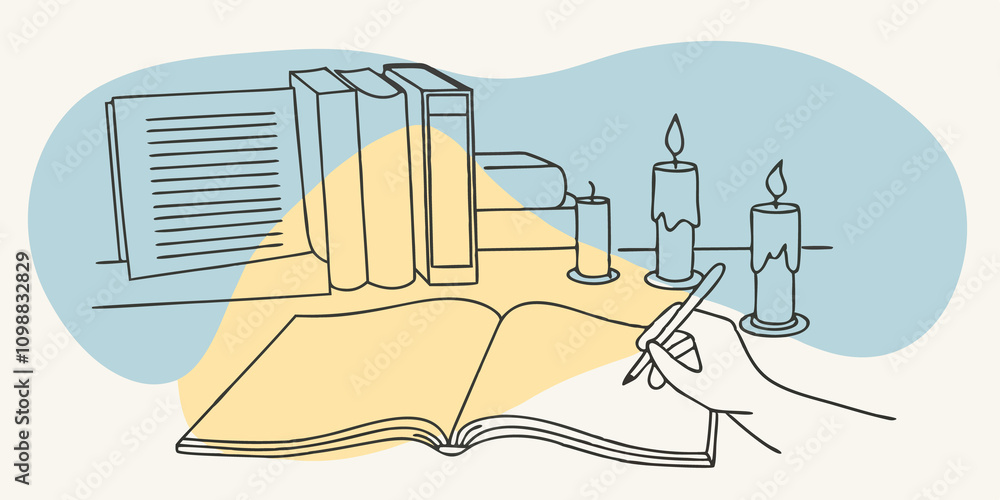 Poster an atmosphere enriched with tranquility and warmth accompanies the rustle of pages being turned and 