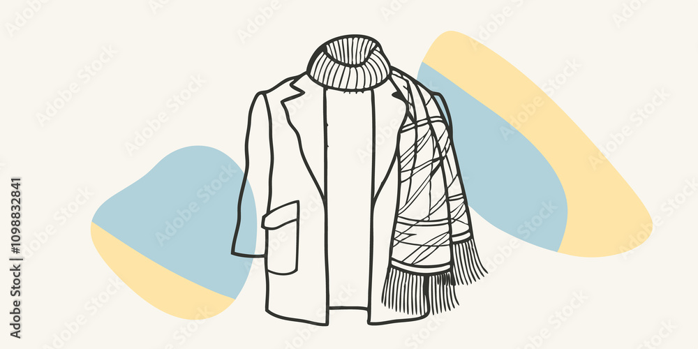 Poster an elegant combination of a tailored wool coat layered over a knitted turtleneck accented by a patte