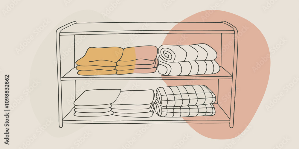 Poster an elegant shelf holds a collection of cozy knitted blankets each piece folded precisely adding char
