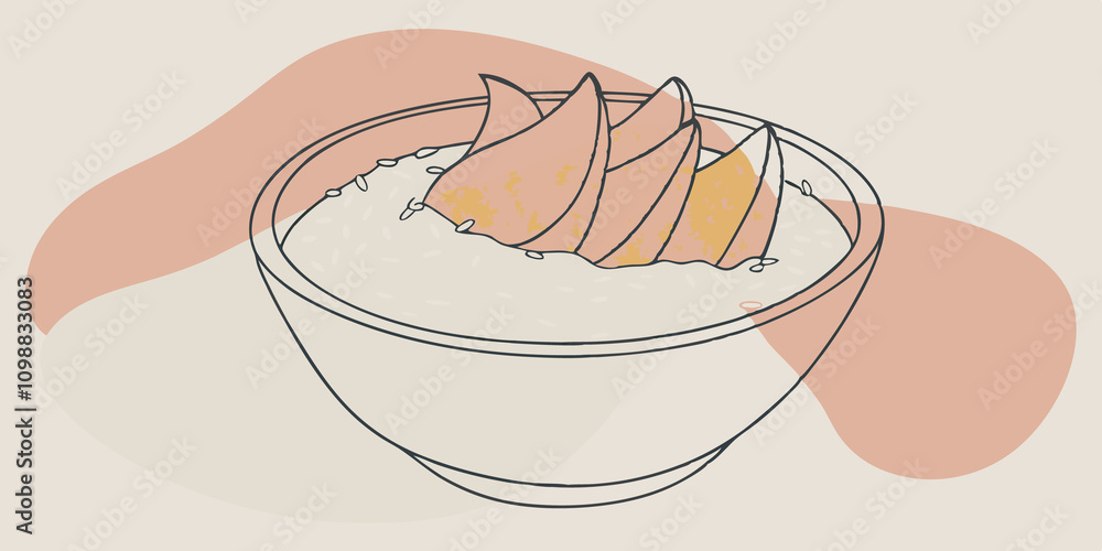 Poster an inviting serving of millet porridge generously sprinkled with cardamom and topped with succulent 
