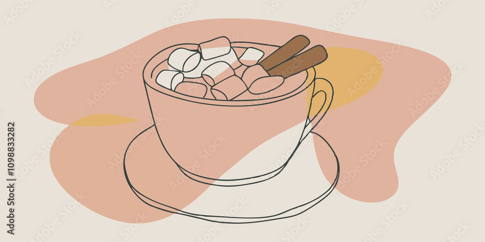 Poster a serene moment showcases a pristine mug overflowing with delicious hot cocoa adorned with fluffy ma