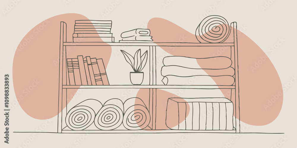 Poster boldpatterned throws are artfully arranged on open shelving enhancing the rooms decor with a splash 