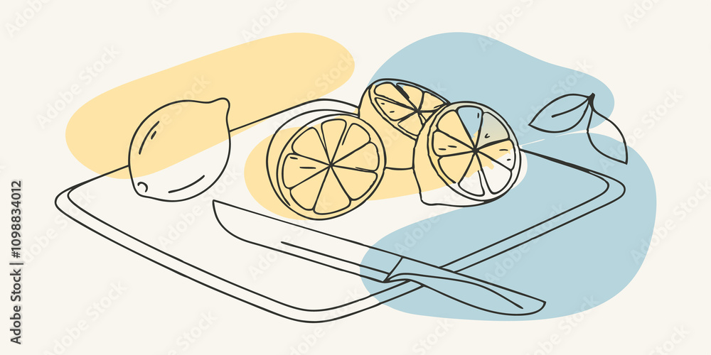 Poster chopping citrus zesty oranges and tart limes rest on a ting board a sharp knife skillfully slicing t