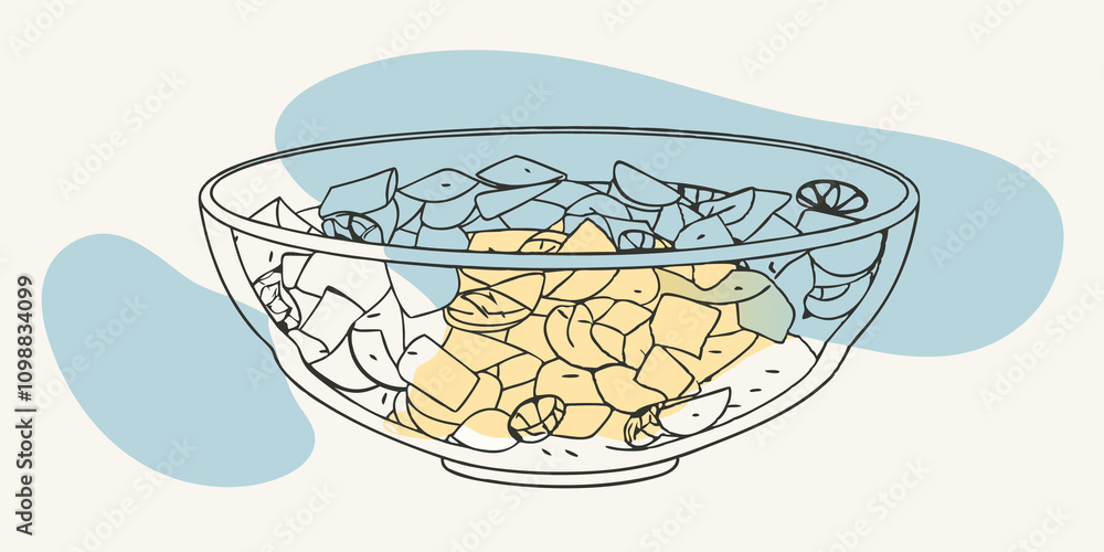 Poster combining flavors a large glass mixing bowl overflows as chunks of orange zesty lime and fresh cranb