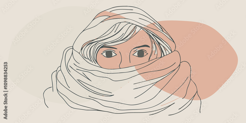 Poster delicate features are shielded by a voluminous scarf with only the tips of a nose and bright eyes vi