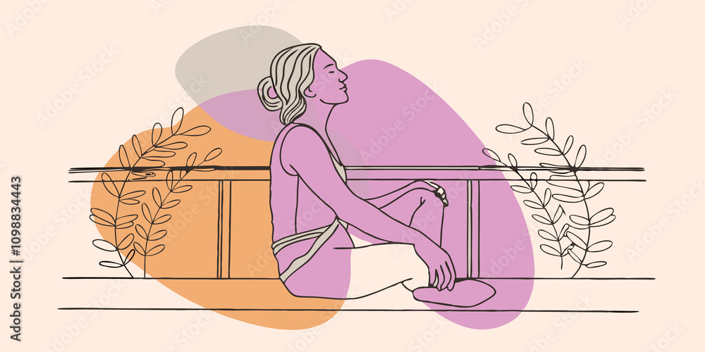 Aufkleber eyes closed a deep breath draws in the fresh air creating a bridge between inner peace and outer bea