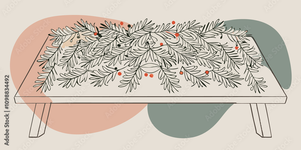 Poster evergreen table runner a vibrant table runner formed from layered pine branches and tered berries cr