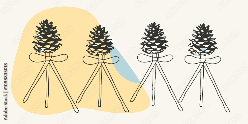 Poster mini pinecone trees assemble small pinecones on top of wooden dowels secured with twine resembling t