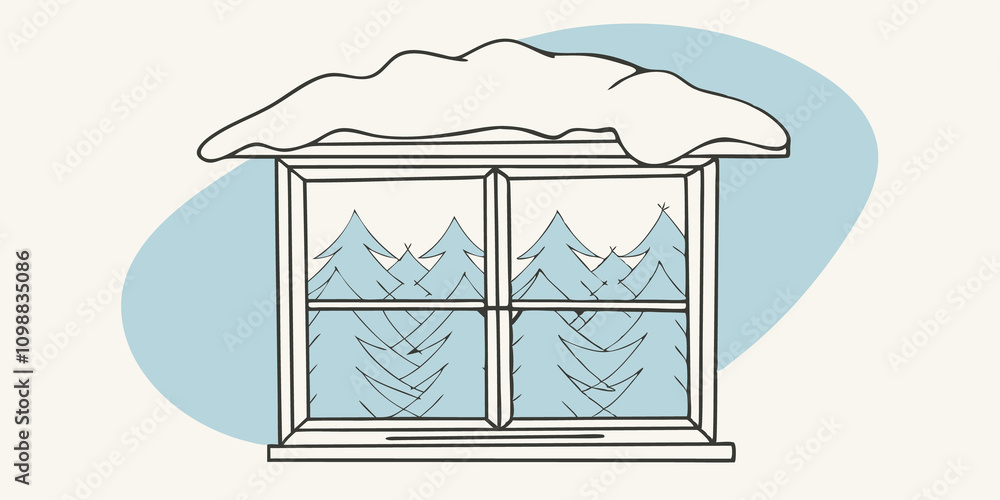 Aufkleber natures quilt the window frames a beautiful patchwork where thick layers of fluffy snow create a sof