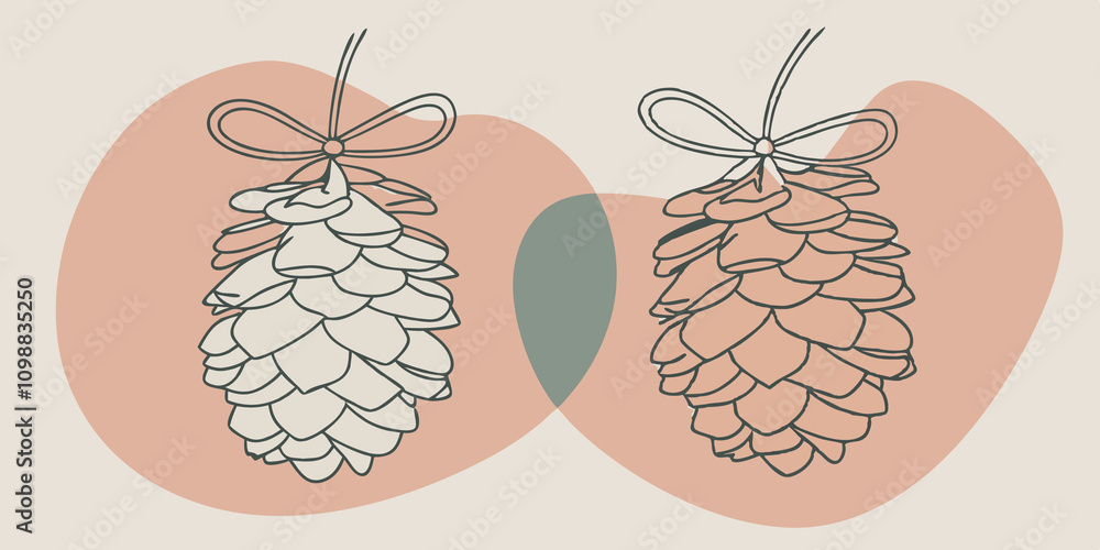 Poster pinecone ornaments secure a loop of twine to the top of each pinecone creating simple ornaments to a