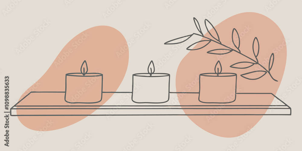Poster sitting on a side shelf tiny candles harmonize their soft glow transforming the space into a tranqui