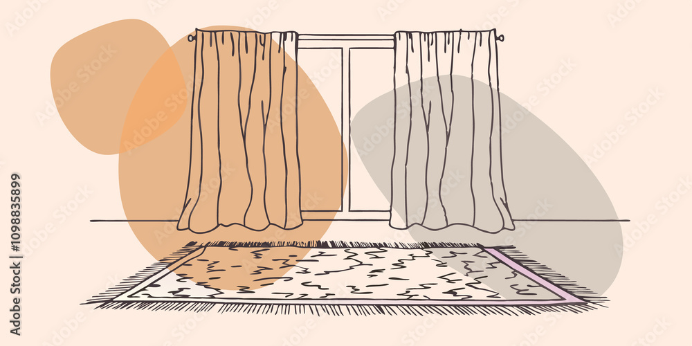 Poster sunbeams filtering gentle sunlight streaming through curtains casting delicate patterns on a plush a