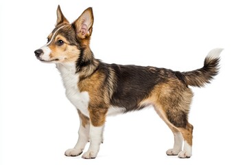 Isolated standing mixed breed puppy